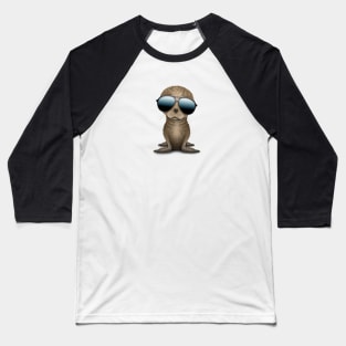 Cute Baby Sea Lion Wearing Sunglasses Baseball T-Shirt